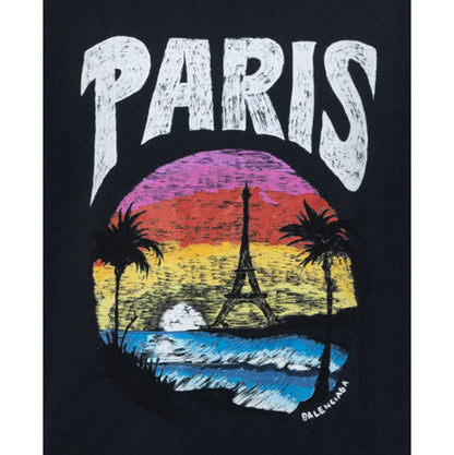New Crew Neck Pure Cotton T Shirt with Architectural Letter Graphic Print