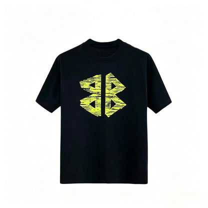 New Black Tape Letter Graphic T-Shirt, Crew Neck Short Sleeve Streetwear Tee