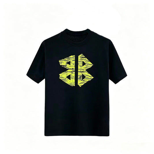 New Black Tape Letter Graphic T-Shirt, Crew Neck Short Sleeve Streetwear Tee