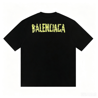 New Black Tape Letter Graphic T-Shirt, Crew Neck Short Sleeve Streetwear Tee