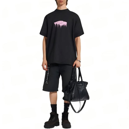 New Band Direct Print Washed Effect Faded Style Cotton T-Shirt