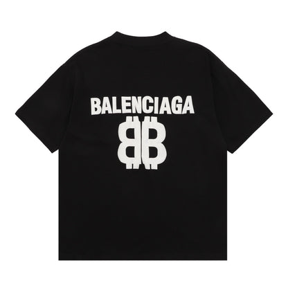 New Unisex Black Letter Logo Print Graphic Tee, Crew Neck Short Sleeve T-Shirt
