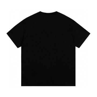 New Black Lock Logo Letter Graphic T-Shirt, Chest Print Short Sleeve Casual Tee