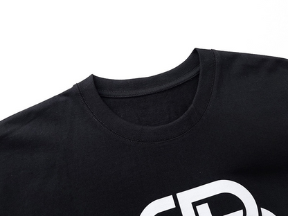 New Black Lock Logo Letter Graphic T-Shirt, Chest Print Short Sleeve Casual Tee