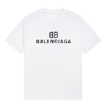 New Mosaic Blur Logo Letter Graphic T-Shirt, Crew Neck Short Sleeve Casual Tee