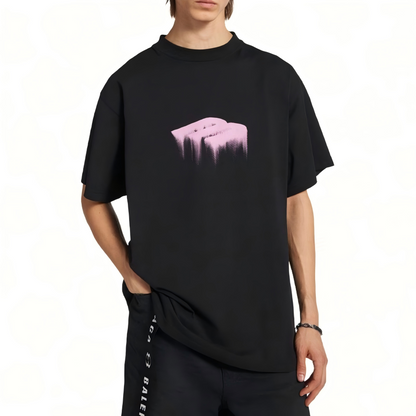 New Band Direct Print Washed Effect Faded Style Cotton T-Shirt