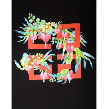 New Crew Neck T Shirt with Floral Logo Print