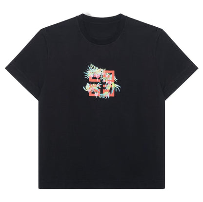 New Crew Neck T Shirt with Floral Logo Print