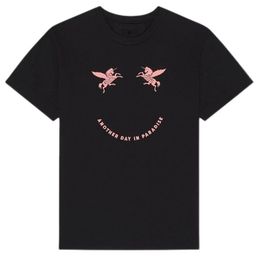 New Neck Pure Cotton T Shirt with Unicorn Graphic and Letter Print Design