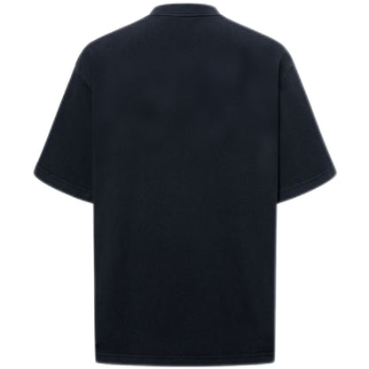 New Crew Neck Pure Cotton T Shirt with Architectural Letter Graphic Print